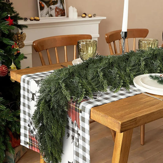 🔥 Last Day Deal 50% OFF 🔥 6 FT Artificial Cedar Garlands – Real Touch Winter Greenery