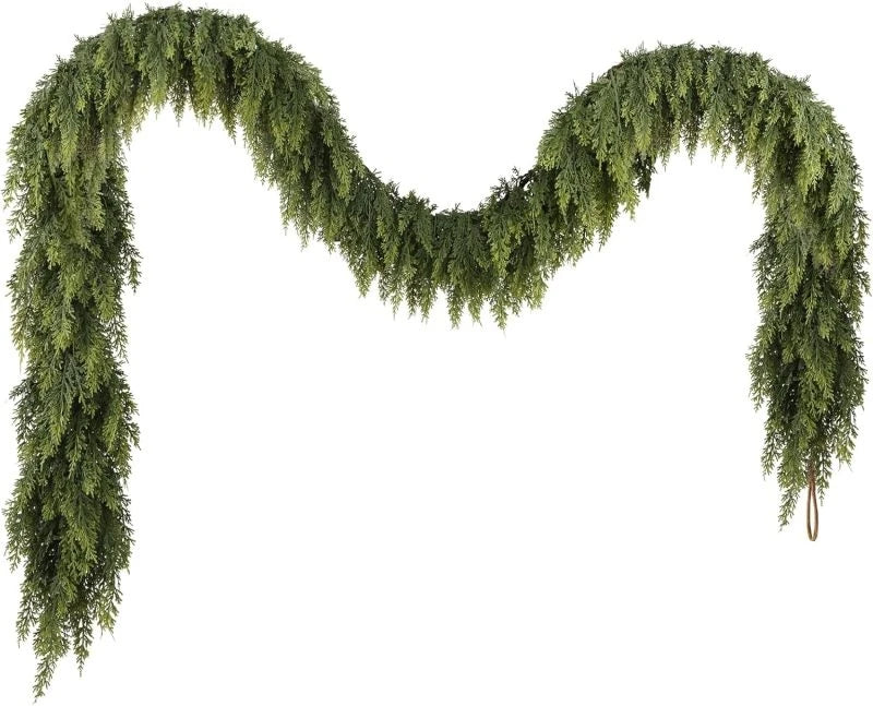 🔥 Last Day Deal 50% OFF 🔥 6 FT Artificial Cedar Garlands – Real Touch Winter Greenery